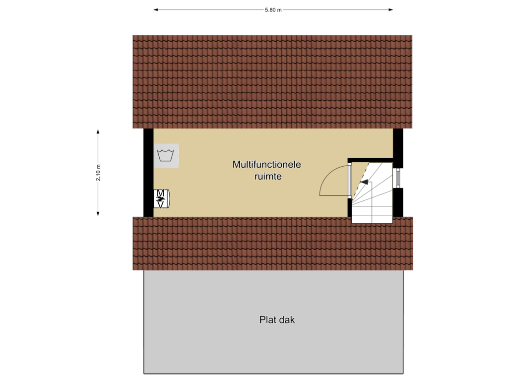 View floorplan of 2e verdieping of Dijkgraaf 25