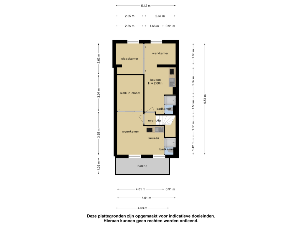 View floorplan of 1e verdieping of Muntweg 20