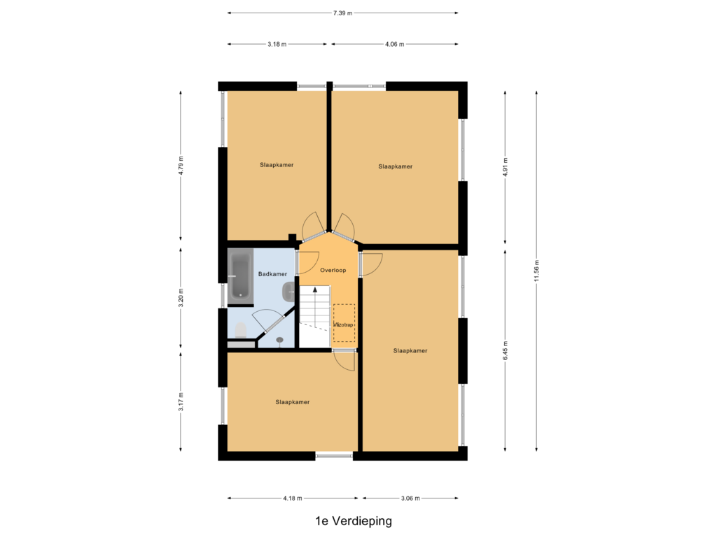 Bekijk plattegrond van 1e Verdieping van Vroegeling 16