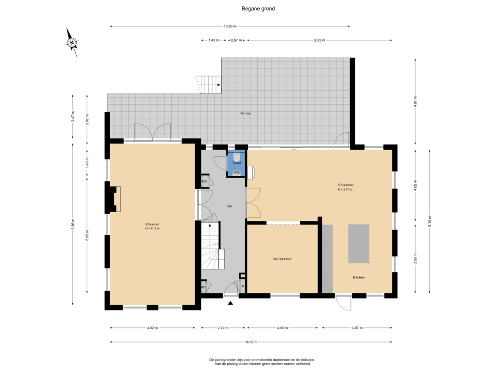 Bekijk plattegrond van Begane grond van Rijndijk 4