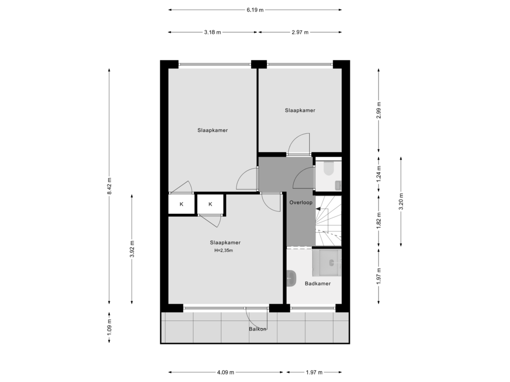 View floorplan of 1e Verdieping of Koningin Julianaweg 112