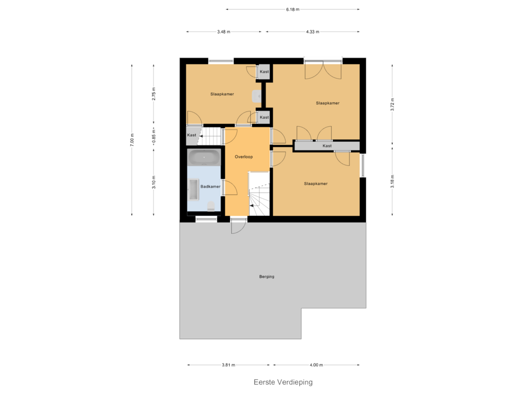 Bekijk plattegrond van Eerste Verdieping van Tilburgseweg 9-B