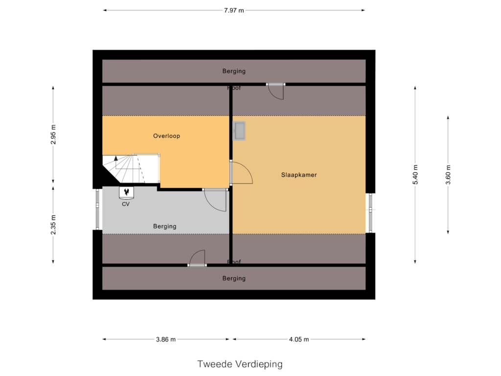 Bekijk plattegrond van Tweede Verdieping van Tilburgseweg 9-B