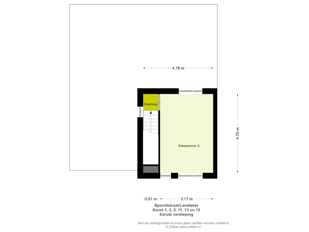 Bekijk plattegrond van Eerste Verdieping van Spechtstraat/Landweer (Bouwnr. 13)