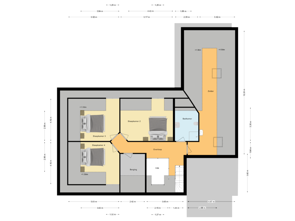 Bekijk plattegrond van Eerste verdieping van Tweerijten 28