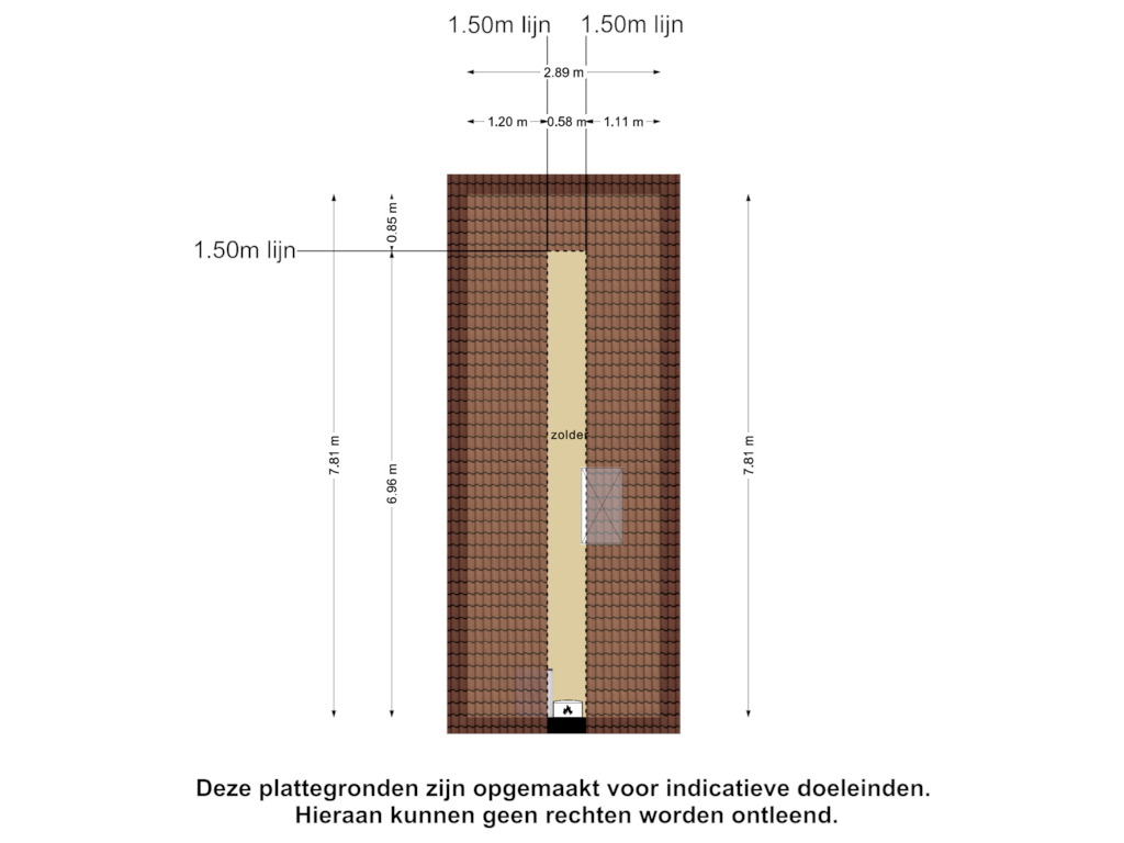 View floorplan of Zolder of Verwersstraat 61-B