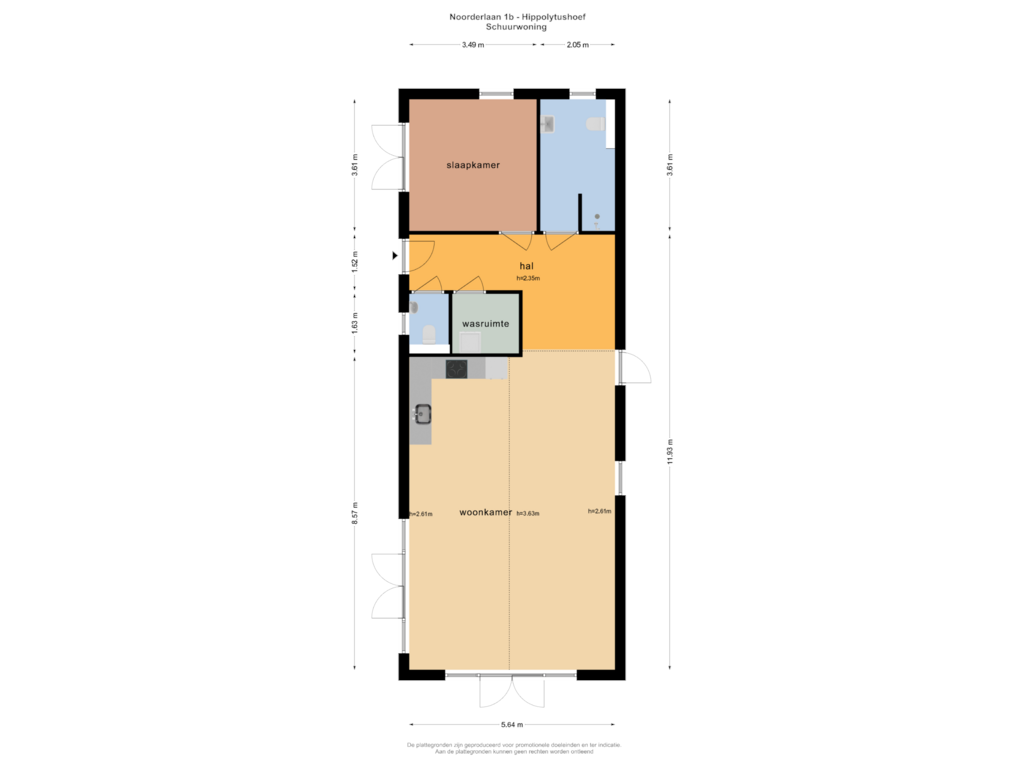 View floorplan of Schuurwoning of Noorderlaan 1