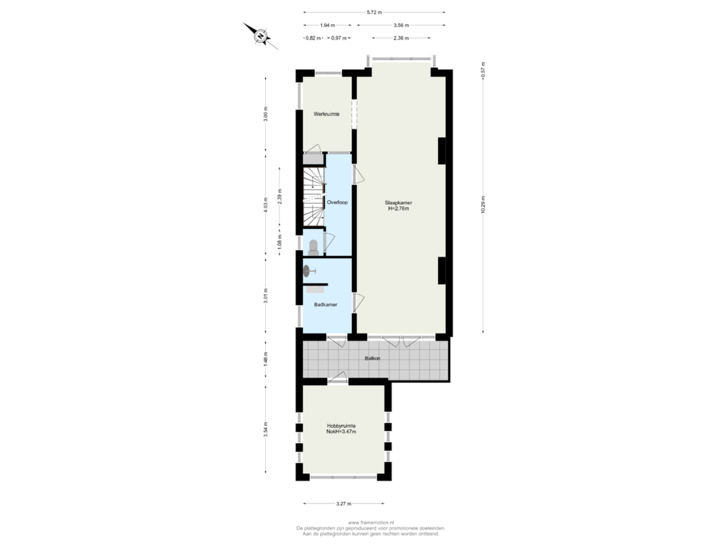 View floorplan of Verdieping 1 of Kerstant van den Bergelaan 33