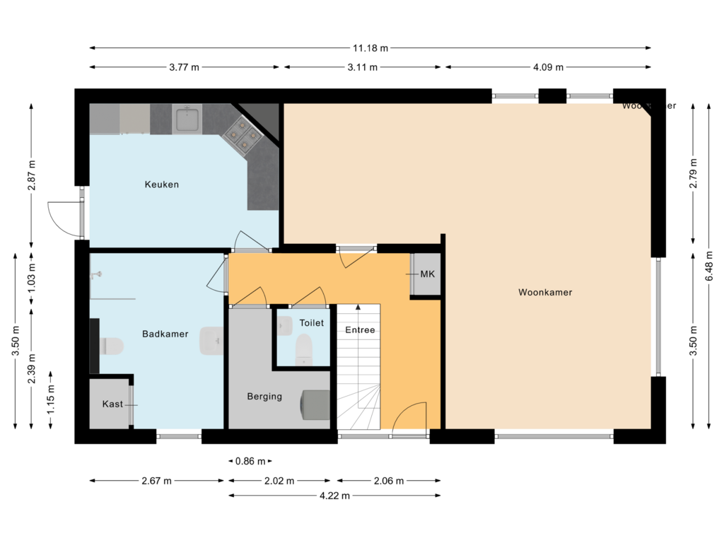 View floorplan of Begane grond of Oude Wisselseweg 41