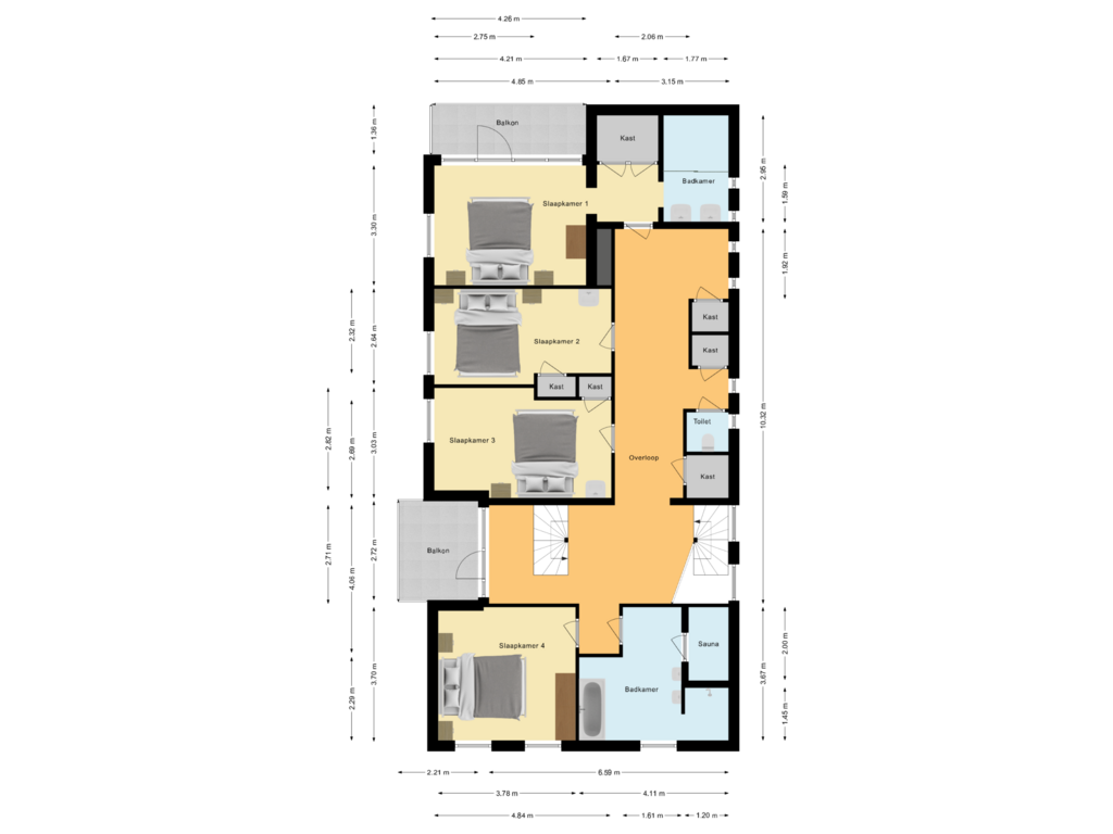 View floorplan of Eerste verdieping of van Steenhuijslaan 9