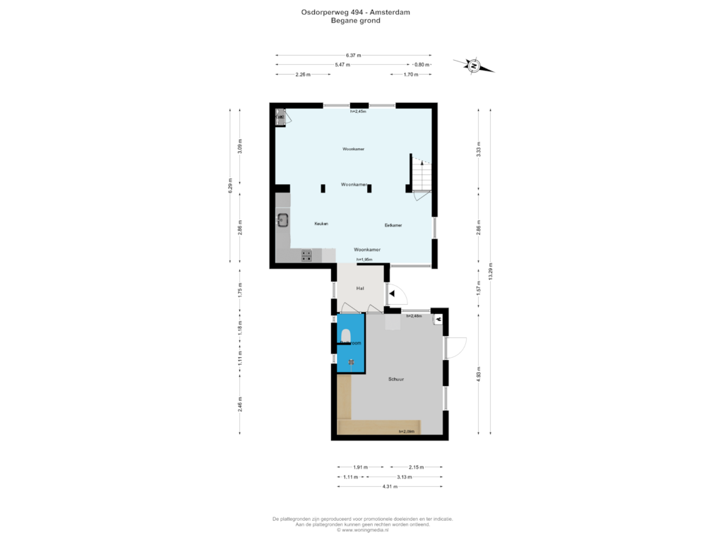 View floorplan of Begane grond of Osdorperweg 494