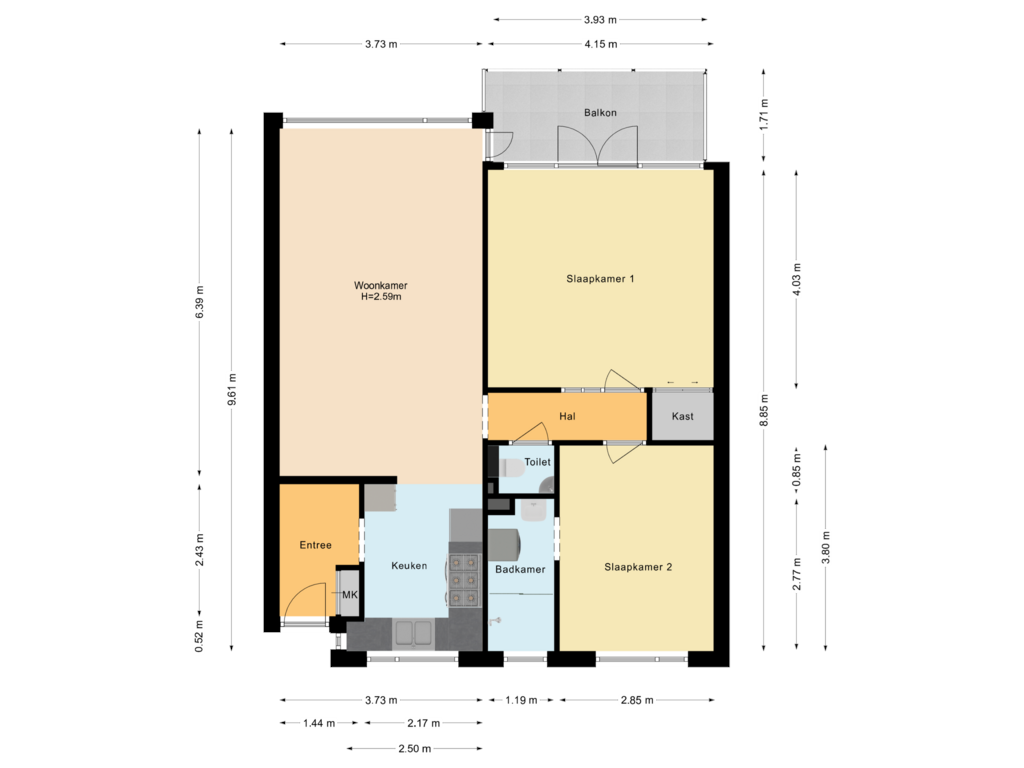 Bekijk plattegrond van Appartement van Oostelijk Halfrond 167