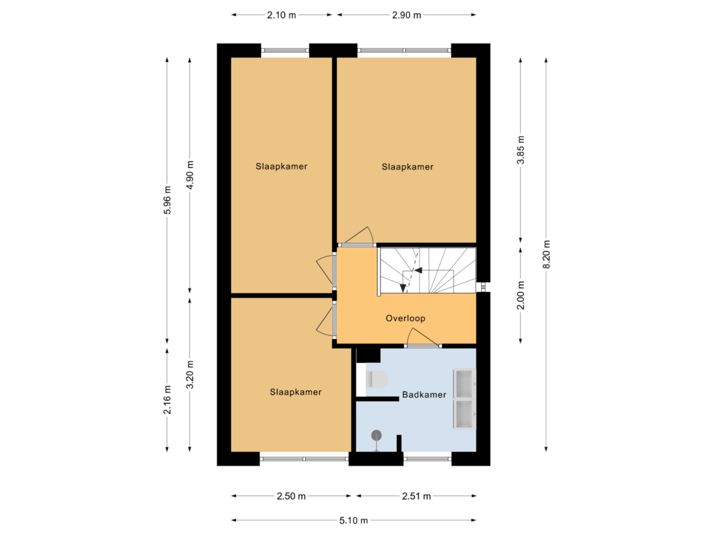 Bekijk plattegrond van Eerste verdieping van Klompéstraat 4