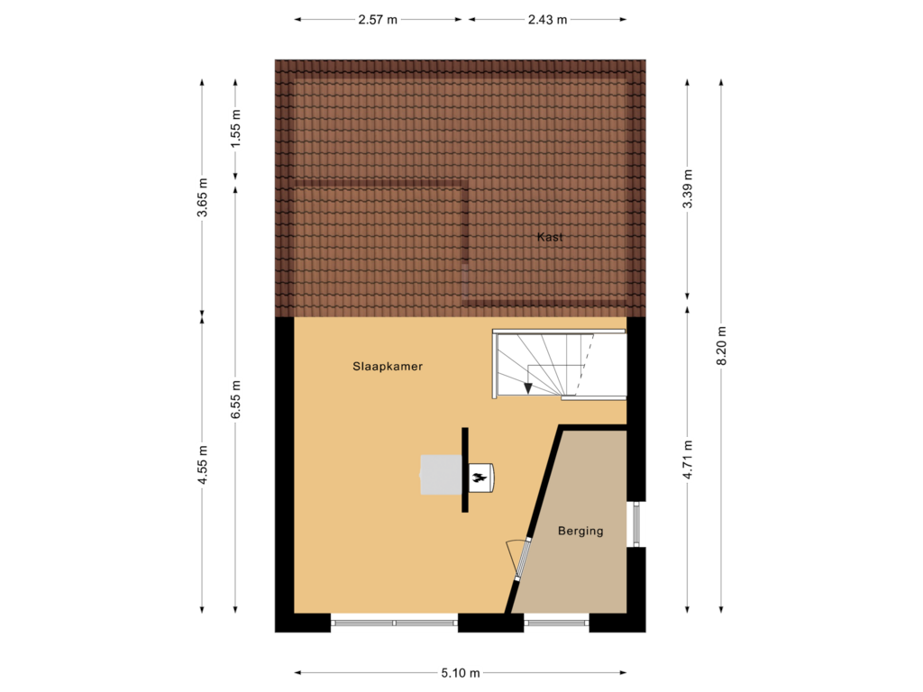 Bekijk plattegrond van Tweede verdieping van Klompéstraat 4