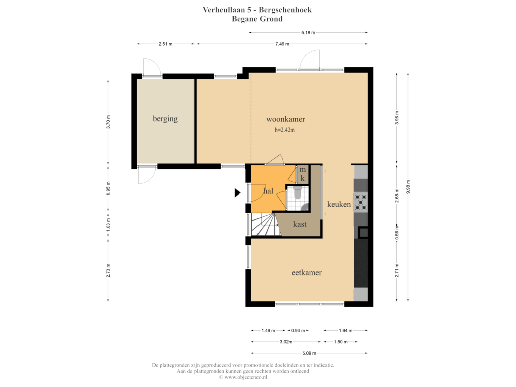 Bekijk plattegrond van Begane Grond van Verheullaan 5