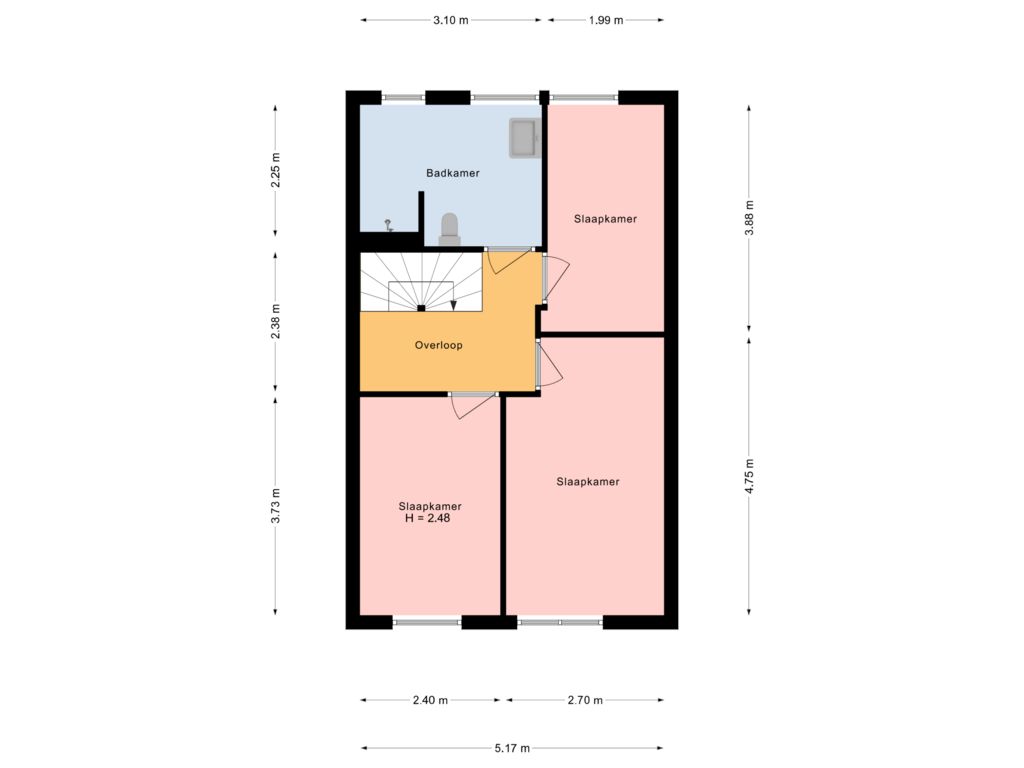 Bekijk plattegrond van eerste etage van Arthur Parisiusstraat 22