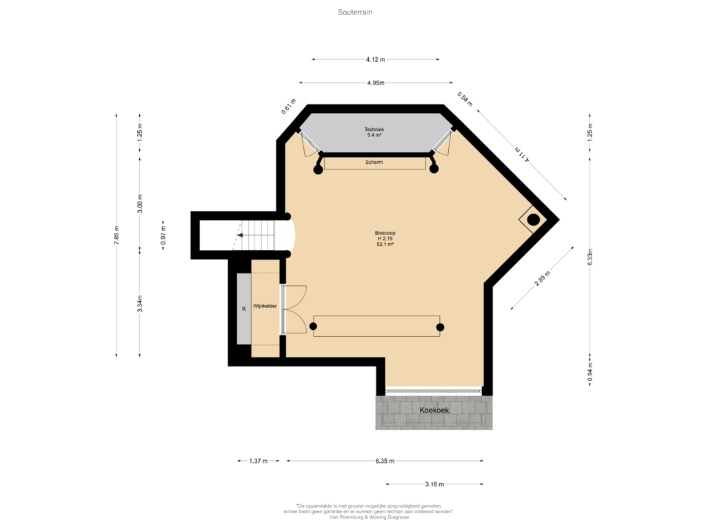 Bekijk plattegrond van Souterrain van Oosterdorpsstraat 23-A