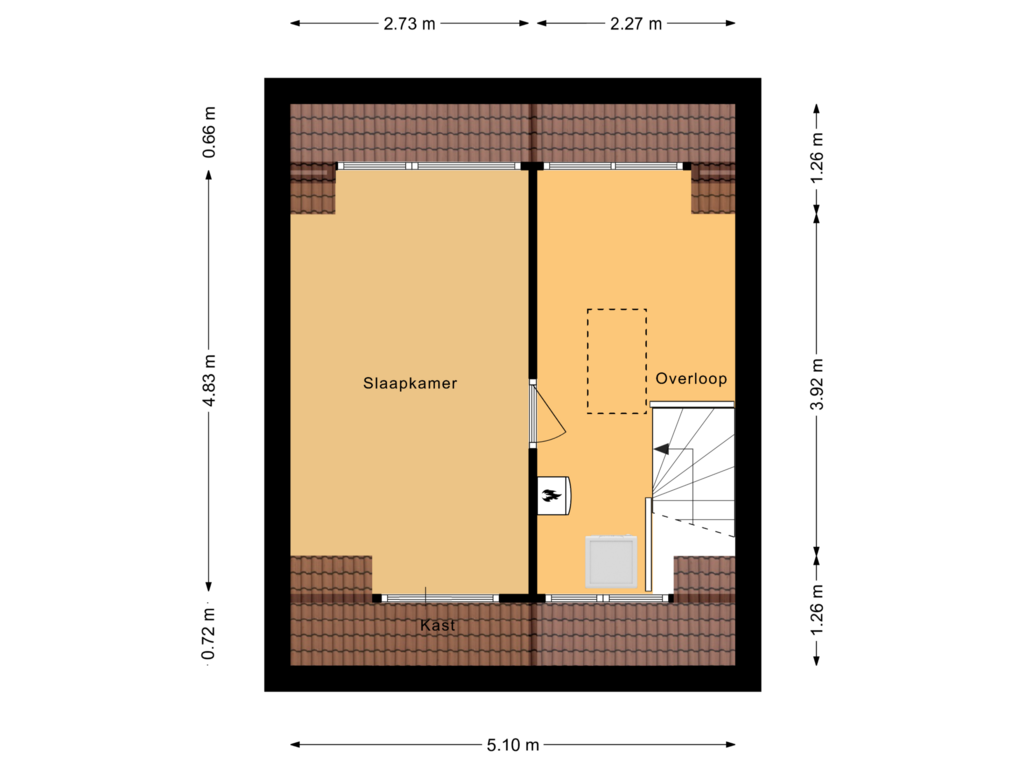 Bekijk plattegrond van Tweede verdieping van Tiendschuurstraat 17