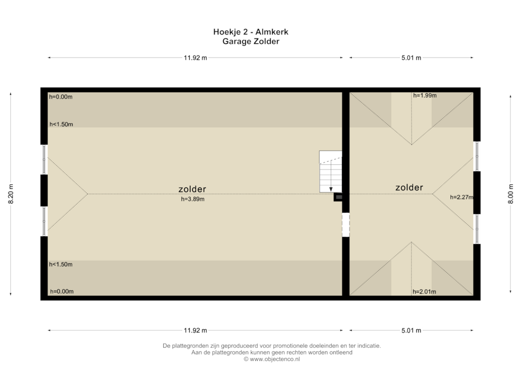 Bekijk plattegrond van GARAGE ZOLDER van Hoekje 2