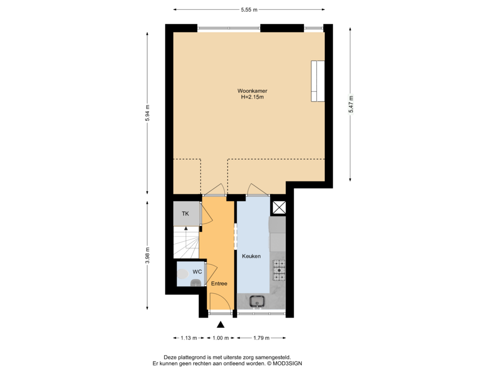 Bekijk plattegrond van Begane grond van Gasthuisvest 7-F