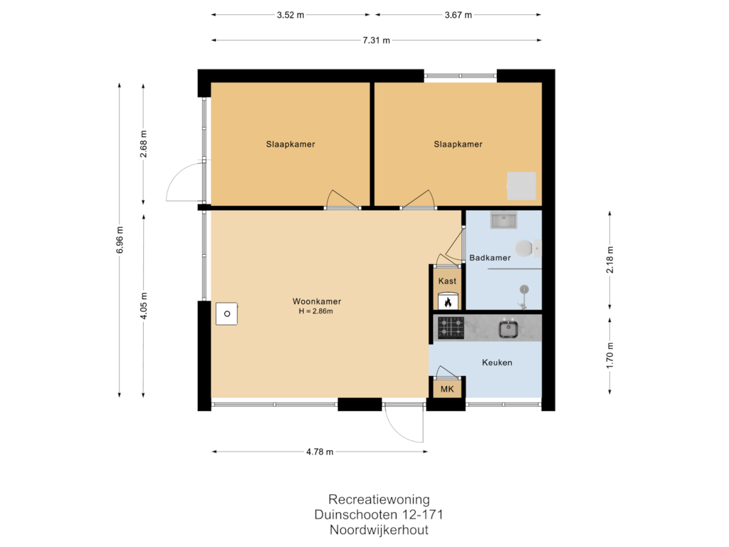 View floorplan of Recreatiewoning of Duinschooten 12-171