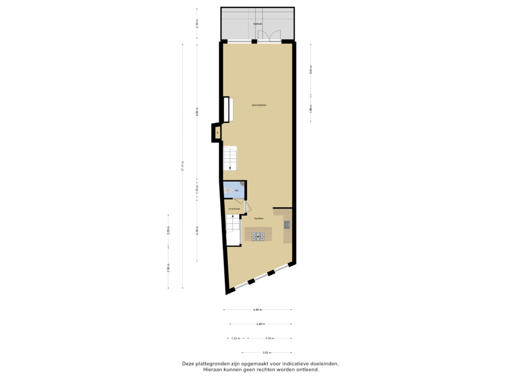 Bekijk plattegrond van Eerste Verdieping van Oudestraat 256-I