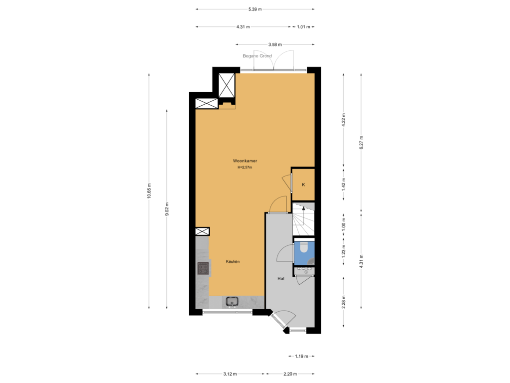 Bekijk plattegrond van Begane Grond van Moutmolen 19