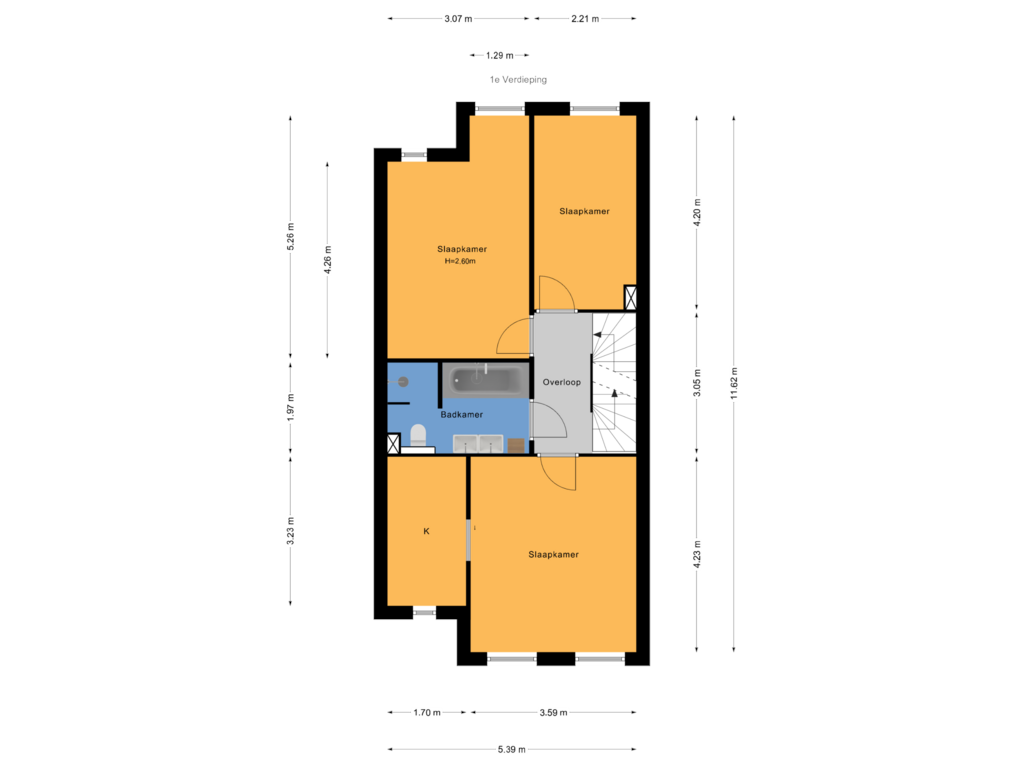 Bekijk plattegrond van 1e Verdieping van Moutmolen 19