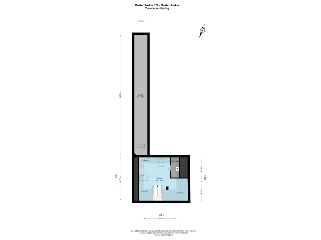 Bekijk plattegrond van 2e v van Oosterblokker 127