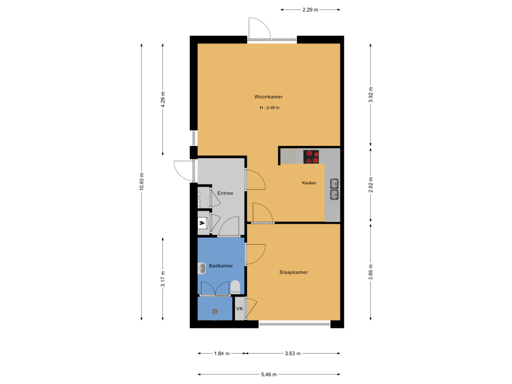 View floorplan of Begane grond of De Twee Gebroeders 125