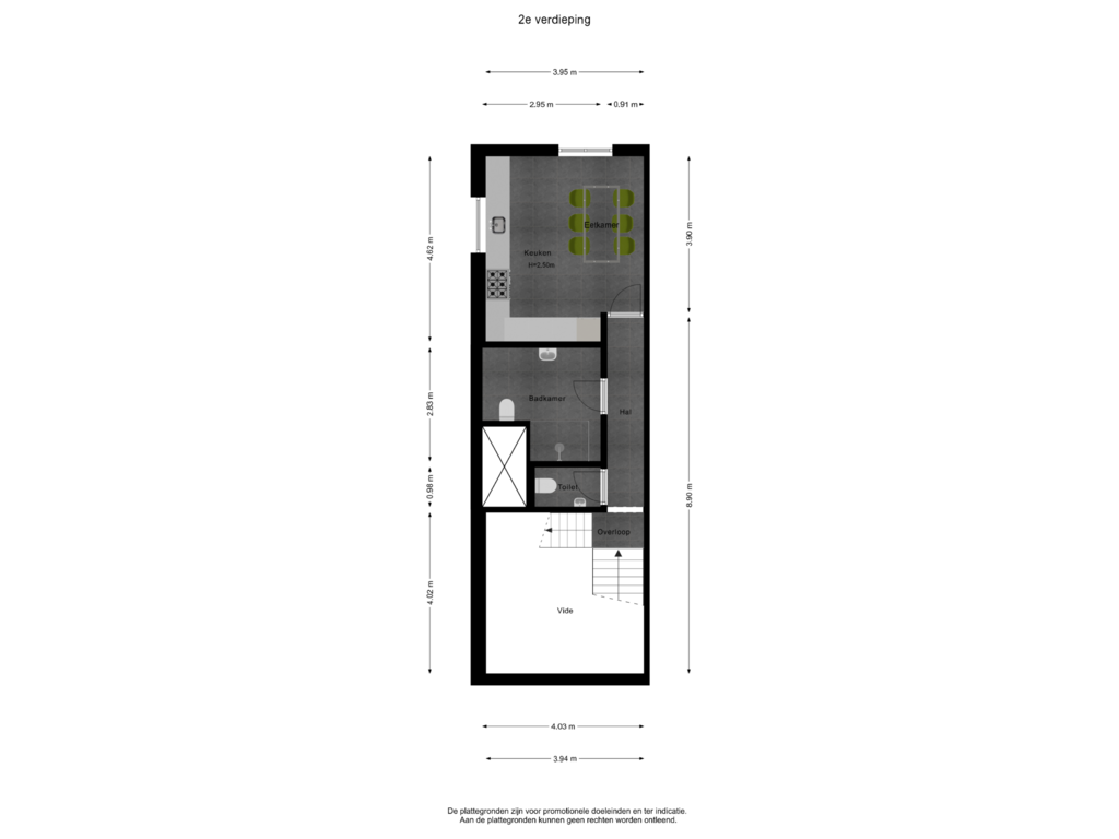 View floorplan of 2e verdieping of Sweerts de Landasstraat 51