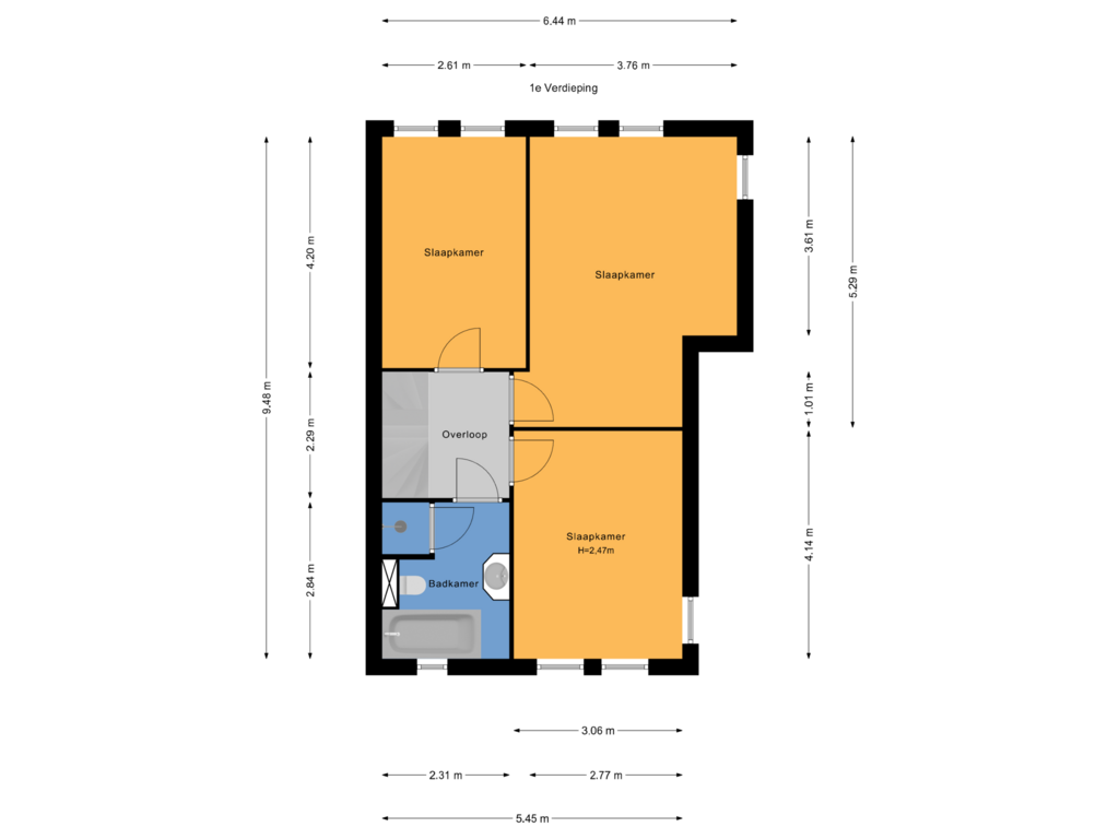 Bekijk plattegrond van 1e Verdieping van Zegge 19