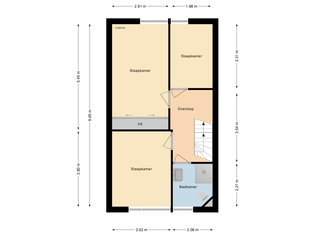 View floorplan of 1e Verdieping of Meloengeel 7