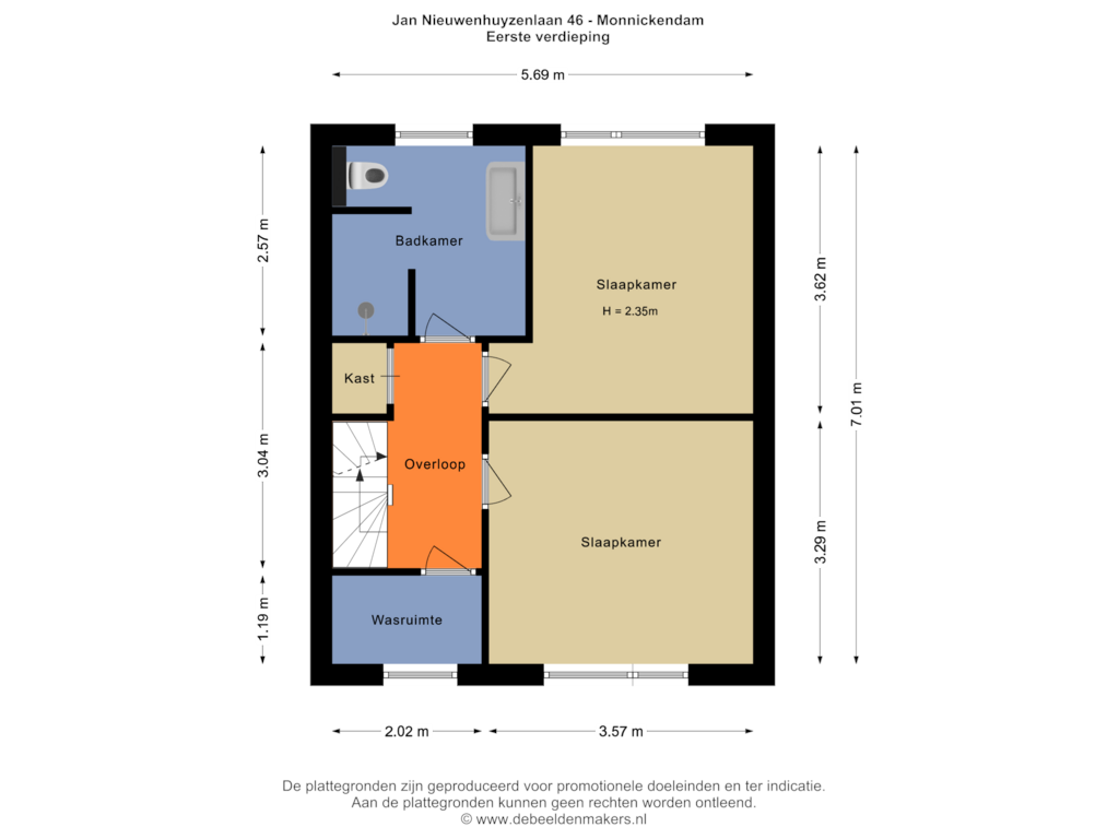 Bekijk plattegrond van Eerste verdieping van Jan Nieuwenhuyzenlaan 46