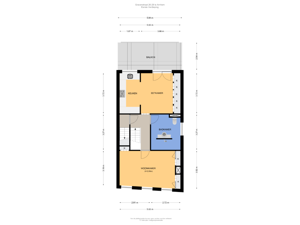 Bekijk plattegrond van Eerste Verdieping van Gravenstraat 28