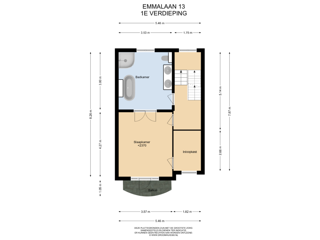 View floorplan of 1E Verdieping of Emmalaan 13