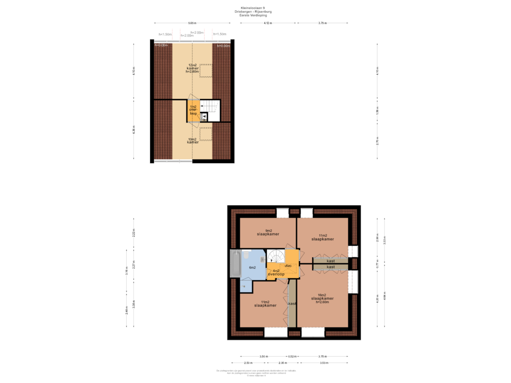 View floorplan of EERSTE VERDIEPING of Kleinloolaan 9