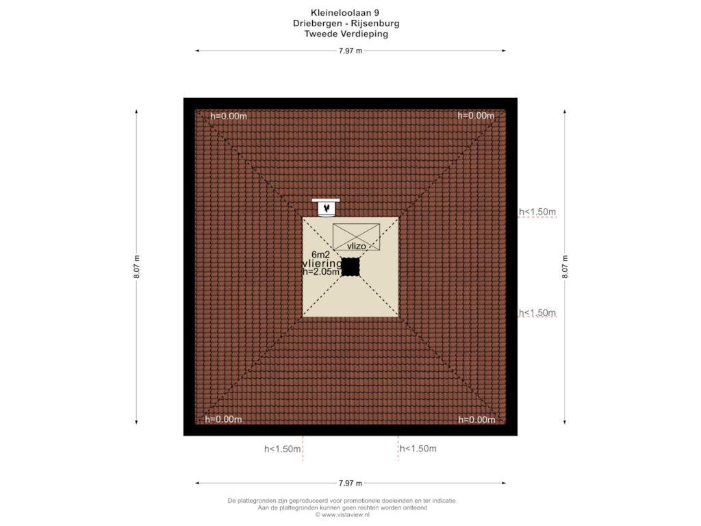 View floorplan of TWEEDE VERDIEPING of Kleinloolaan 9