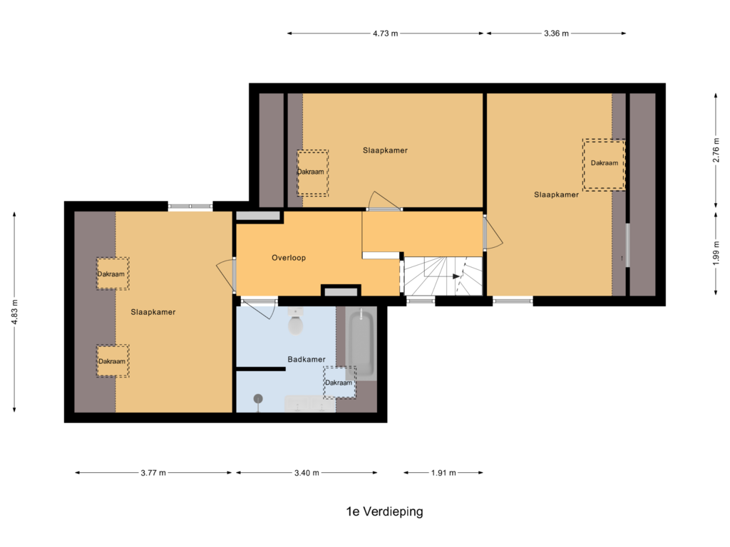 Bekijk plattegrond van 1e Verdieping van Rietakker 31