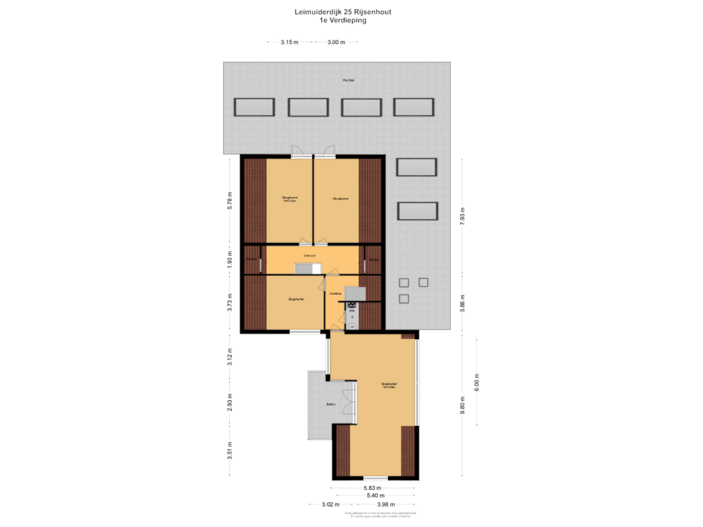 Bekijk plattegrond van 1e Verdieping van Leimuiderdijk 25