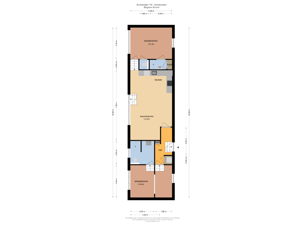 View floorplan of BEGANE GROND of Amsteldijk 718