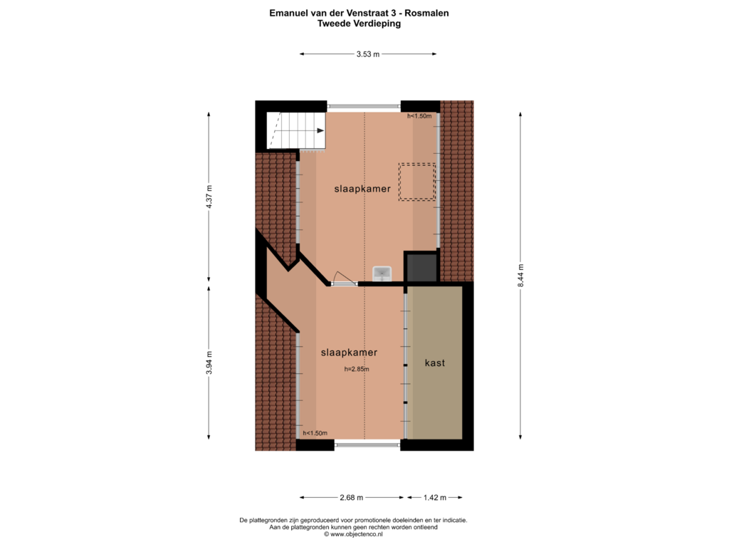 View floorplan of Tweede Verdieping of Emanuel van der Venstraat 3