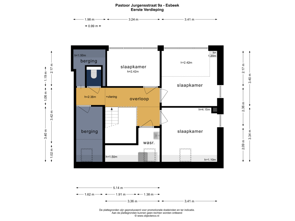 Bekijk plattegrond van EERSTE VERDIEPING van Pastoor Jurgensstraat 9-A