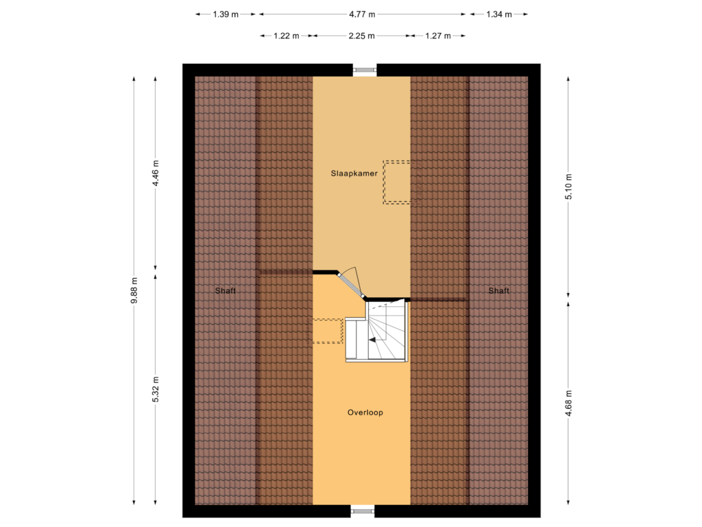 Bekijk plattegrond van Tweede verdieping van Dorpstraat 22