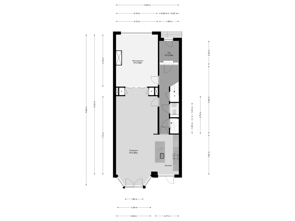 View floorplan of Begane Grond of Heemraadssingel 78