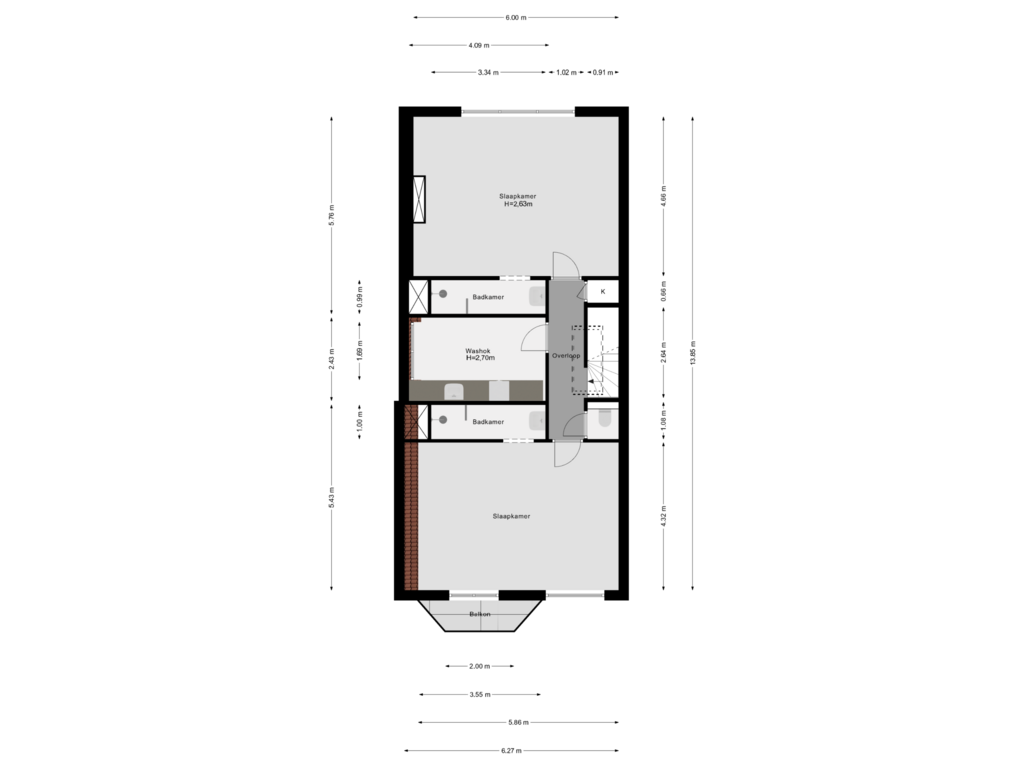 View floorplan of 2e Verdieping of Heemraadssingel 78