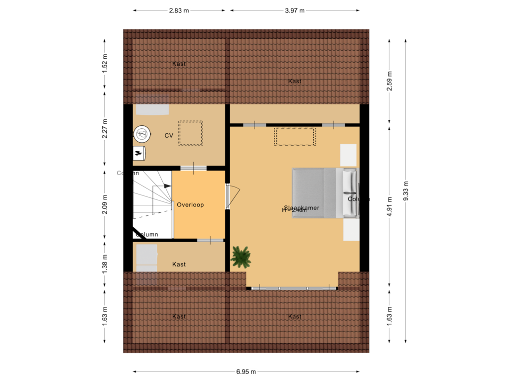 View floorplan of Tweede verdieping of Mentanalaan 4