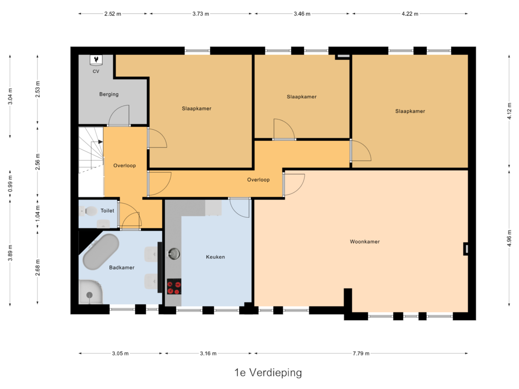 View floorplan of 1e Verdieping   of Koestraat 9