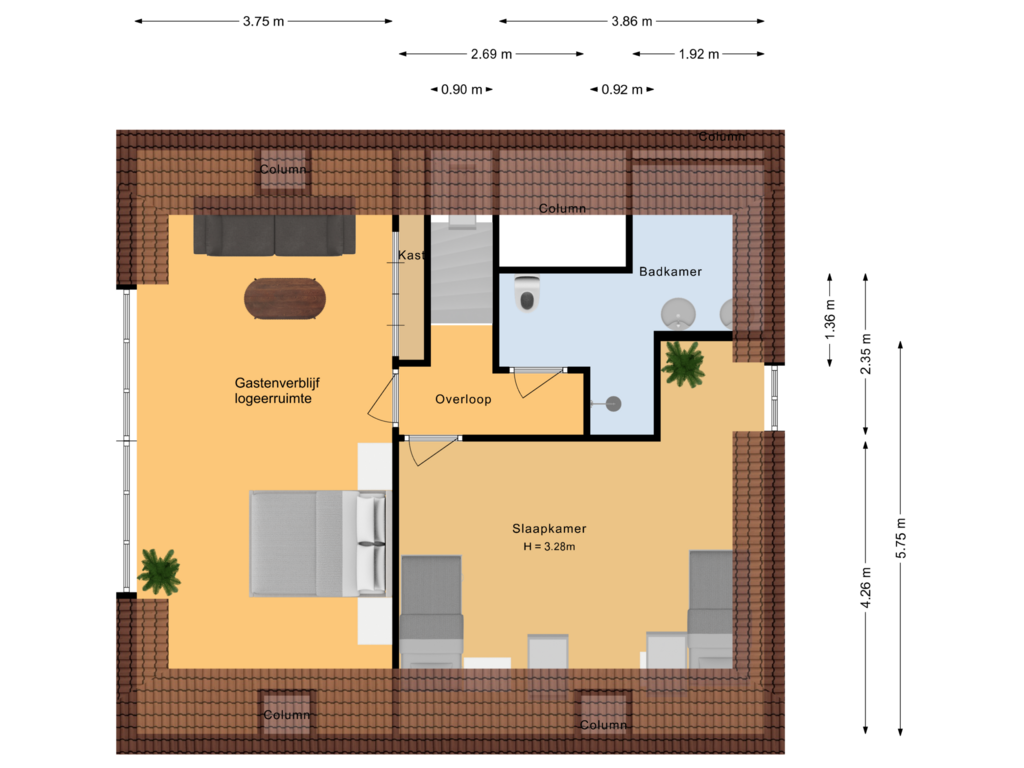 View floorplan of Tweede verdieping of Kade 18