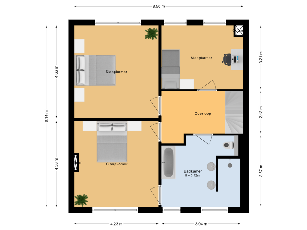 View floorplan of Eerste verdieping of Kade 18